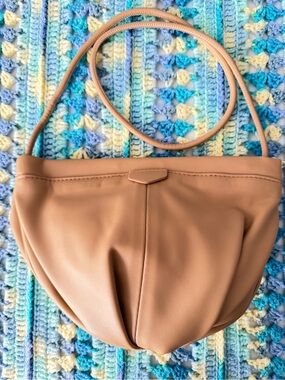 MNG Mango Tan Soft Pleated Shoulder Bag Handbag